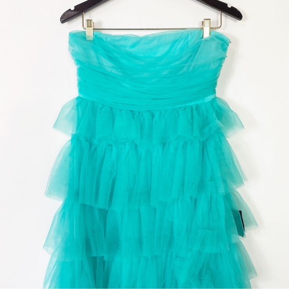 Lulus Teal Green Tulle Strapless MaxiDress Elegant Wedding Guest Party Ball Sz L - Picture 4 of 9